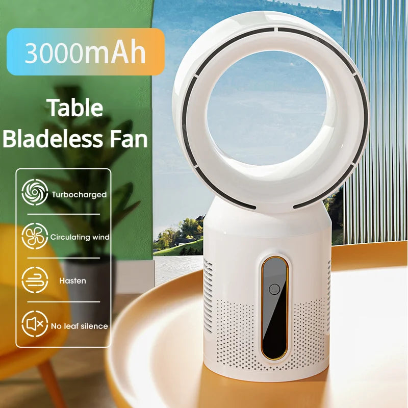 Desktop Bladeless Electric Fan Table Fan 5 Speed Tower Fan for Baby Cooler Air Conditioner USB Rechargeable Cooler Fan