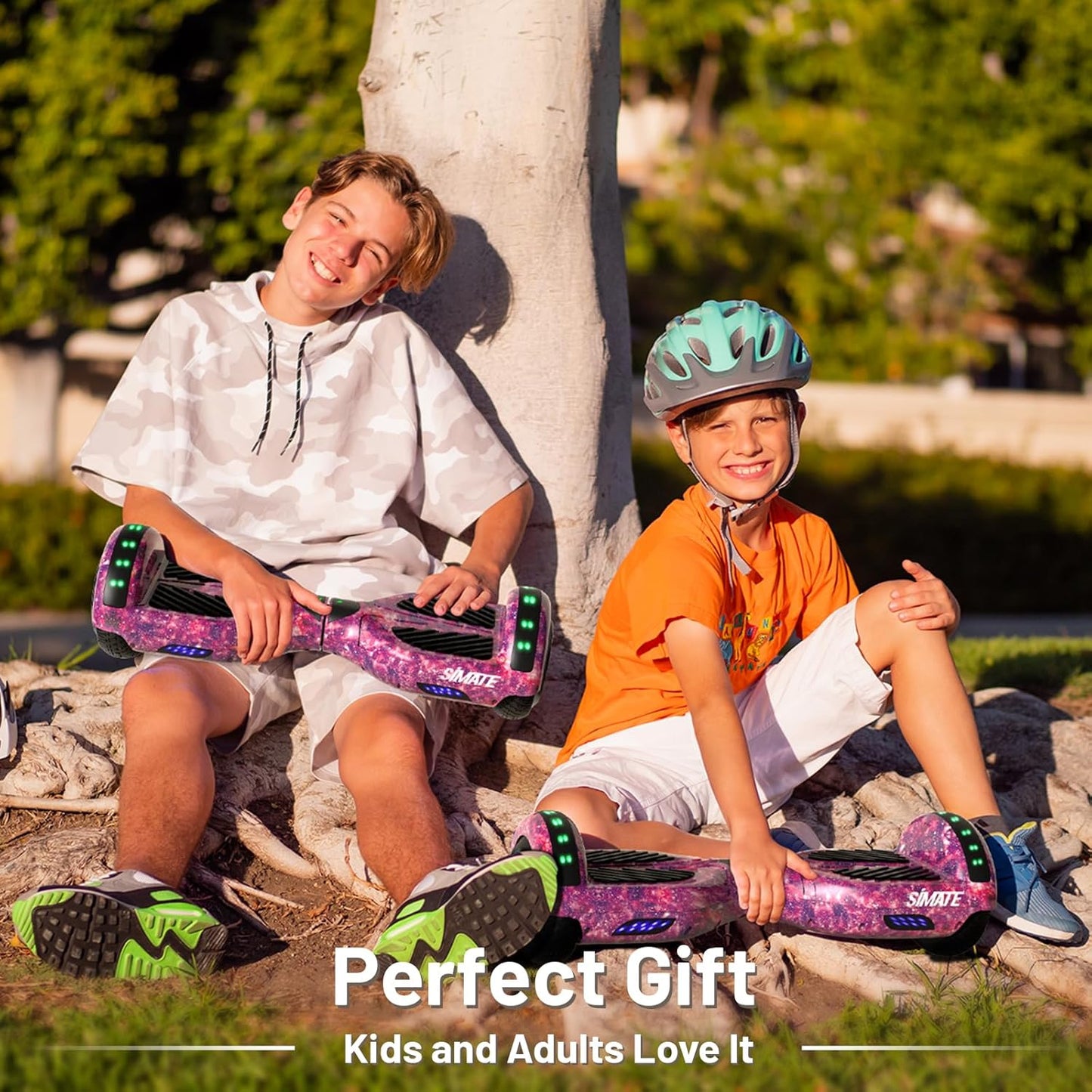 SIMATE Bluetooth Hoverboard – 6.5" Self-Balancing Scooter with LED Lights, App Control & Speakers – Gift for Kids, Teens & Adults, Up to 7.5 mph & 220 lbs