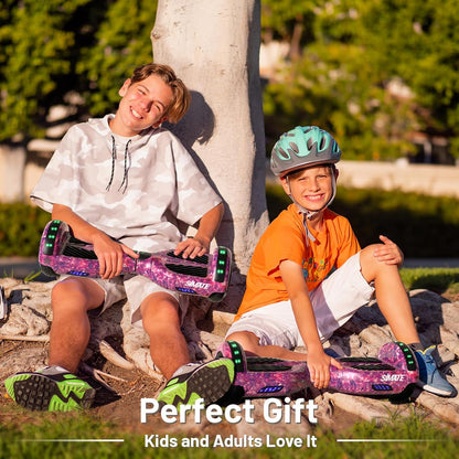 SIMATE Bluetooth Hoverboard – 6.5" Self-Balancing Scooter with LED Lights, App Control & Speakers – Gift for Kids, Teens & Adults, Up to 7.5 mph & 220 lbs