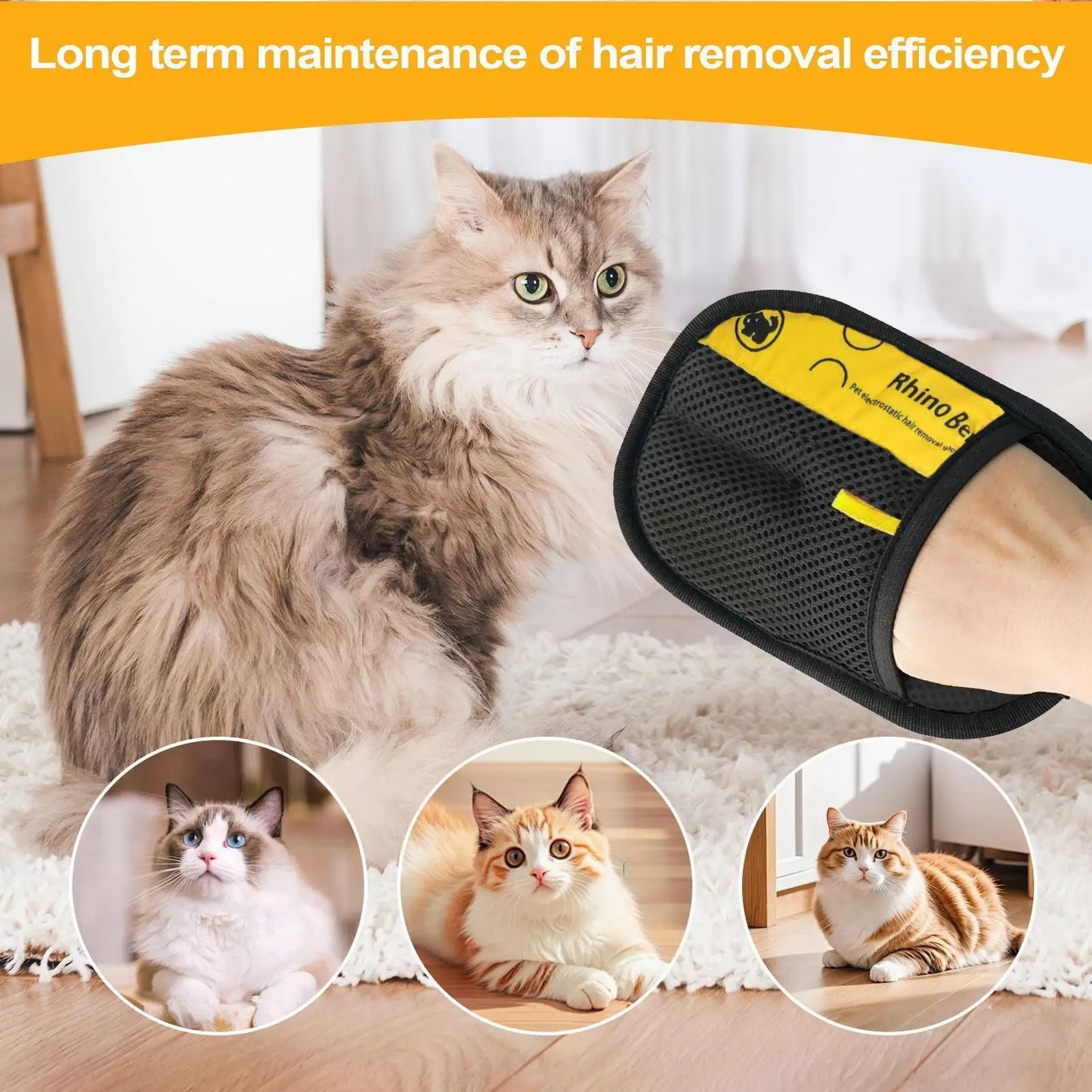 2Pcs Cat Grooming Gloves Electrostatic Pet Hair Removal Brush for Cleaning Sofa Carpet Clothes Double-Sided Pet Hair Remover