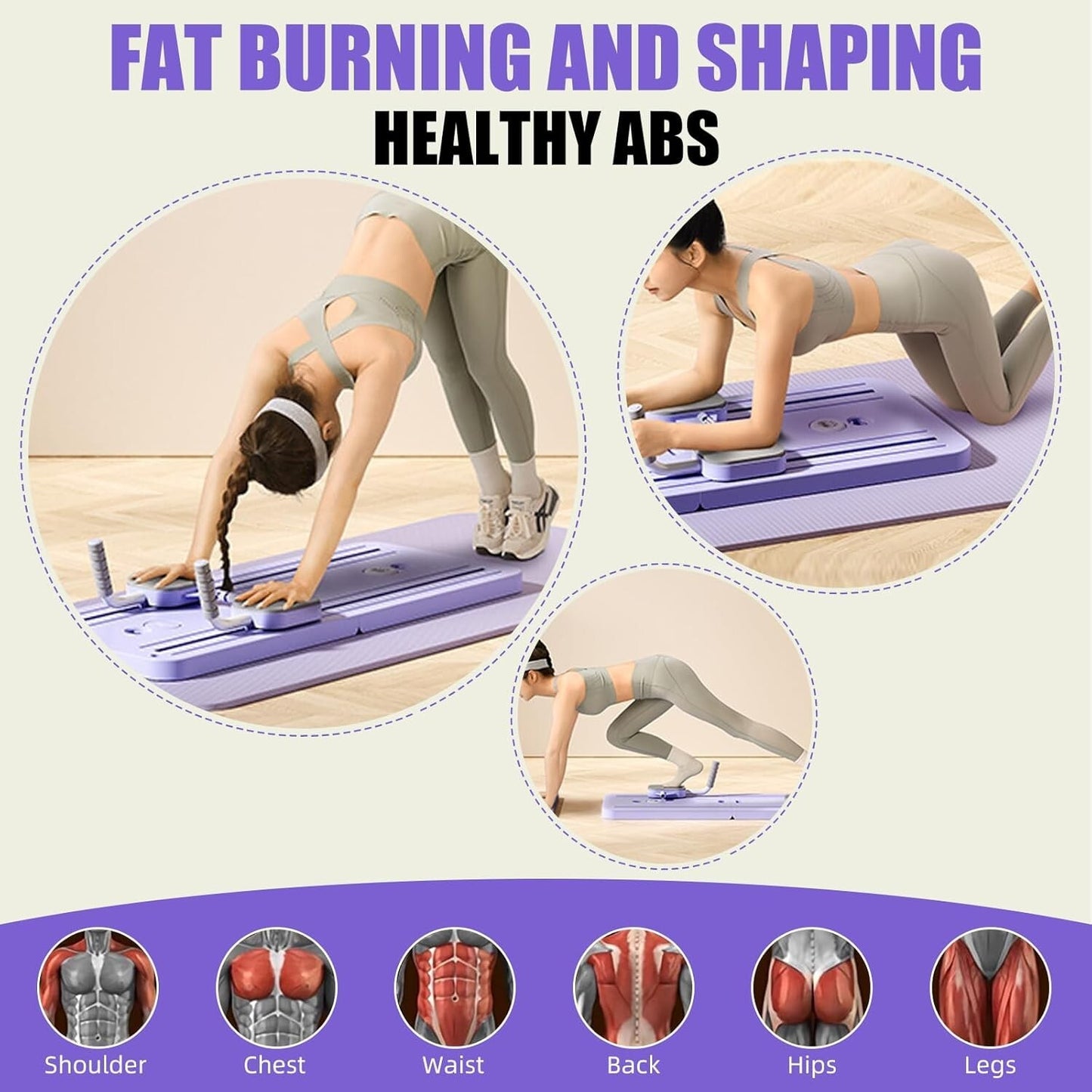 5-in-1 Ab Workout Board – Foldable Full-Body Core Trainer with Resistance Bands & Knee Pad