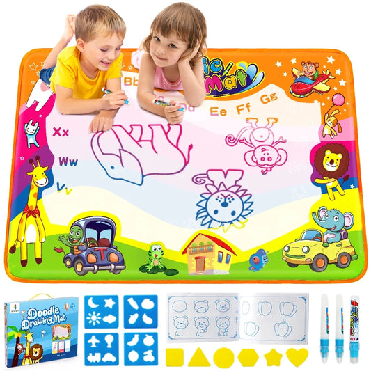 Mess-Free Aqua Magic Water Drawing Mat – Reusable Doodle & Painting Toy for Toddlers (1–6 Years) – Large, Educational & Foldable Gift for Boys & Girls