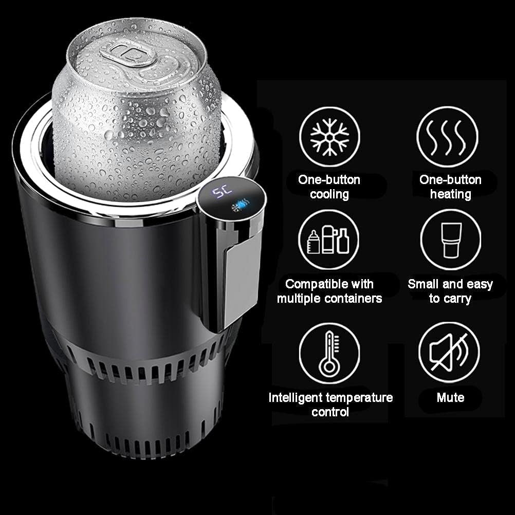 2-in-1 Car Cup Warmer & Cooler – Smart Heated & Chilled Mug Holder with LCD Display, Universal Fit for Cars – Perfect for Coffee, Water, Baby Bottles, and More (Black)