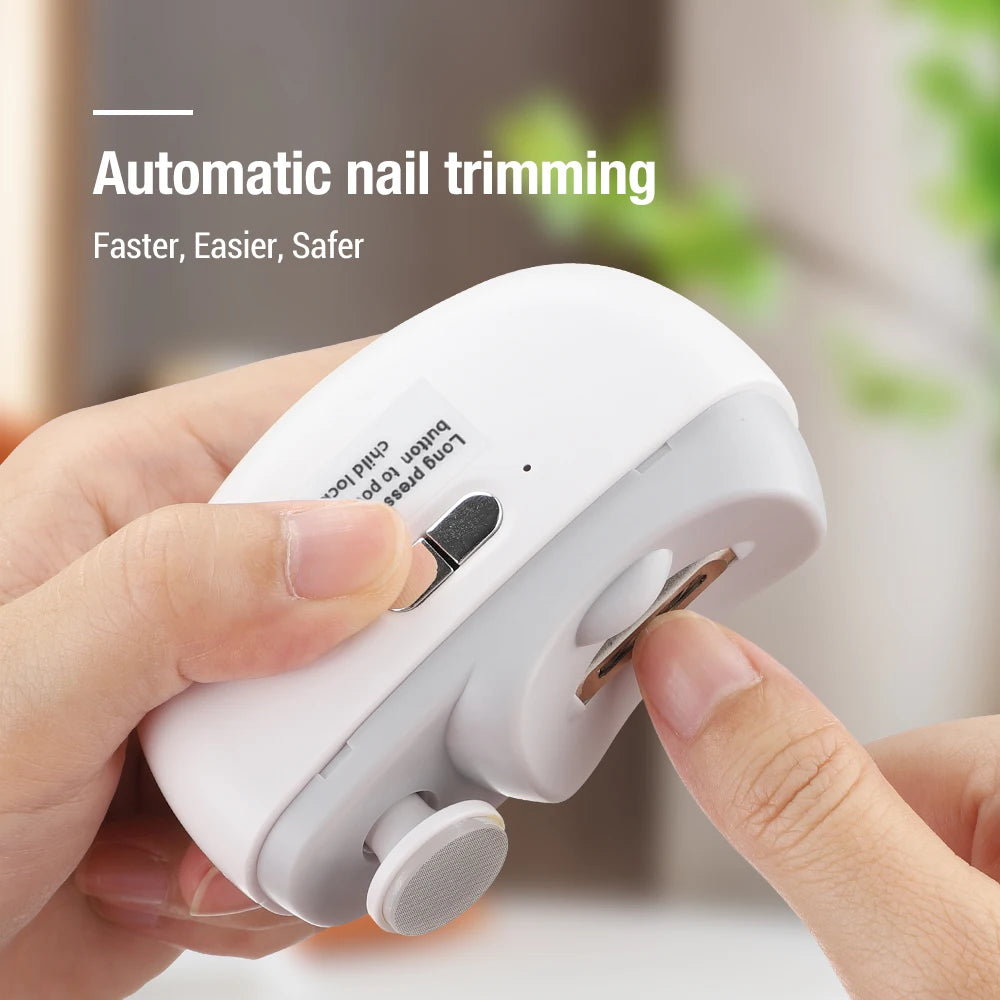 Electric Nail Clipper Safety Automatic Fingernail Clipper with Light Portable Polishing Nail Trimmer for Kids Adults Elderly