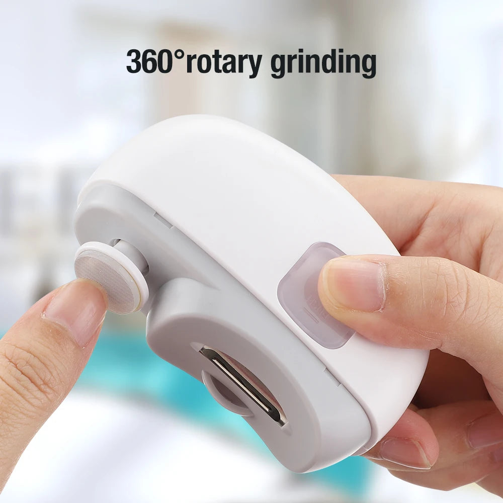 Electric Nail Clipper Safety Automatic Fingernail Clipper with Light Portable Polishing Nail Trimmer for Kids Adults Elderly