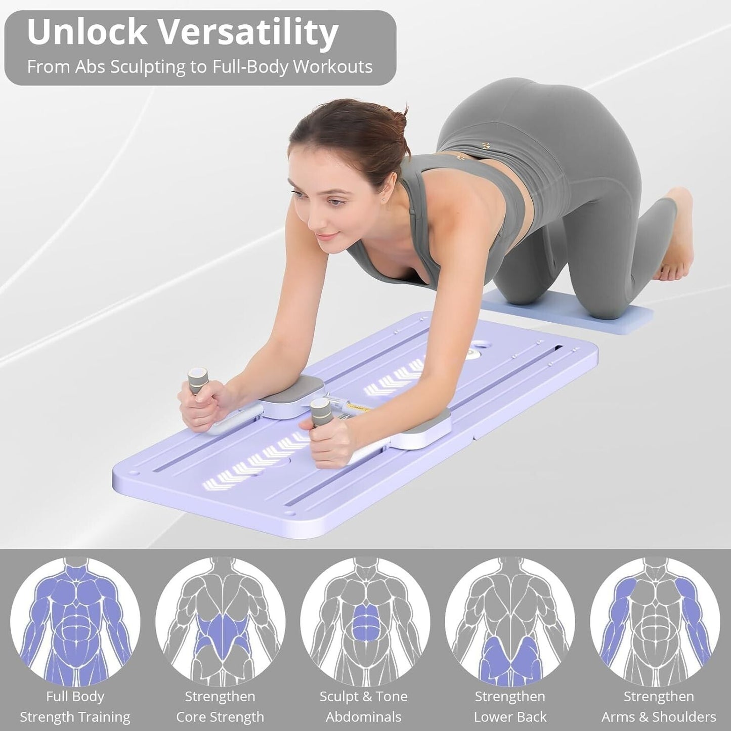 5-in-1 Ab Workout Board – Foldable Full-Body Core Trainer with Resistance Bands & Knee Pad