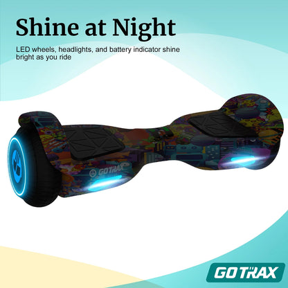 GOTRAX Edge 6.5" Hoverboard – Self-Balancing Electric Scooter for Kids & Adults with LED Lights, UL2272 Certified – Max Speed 6.2mph, 3.1 Mile Range