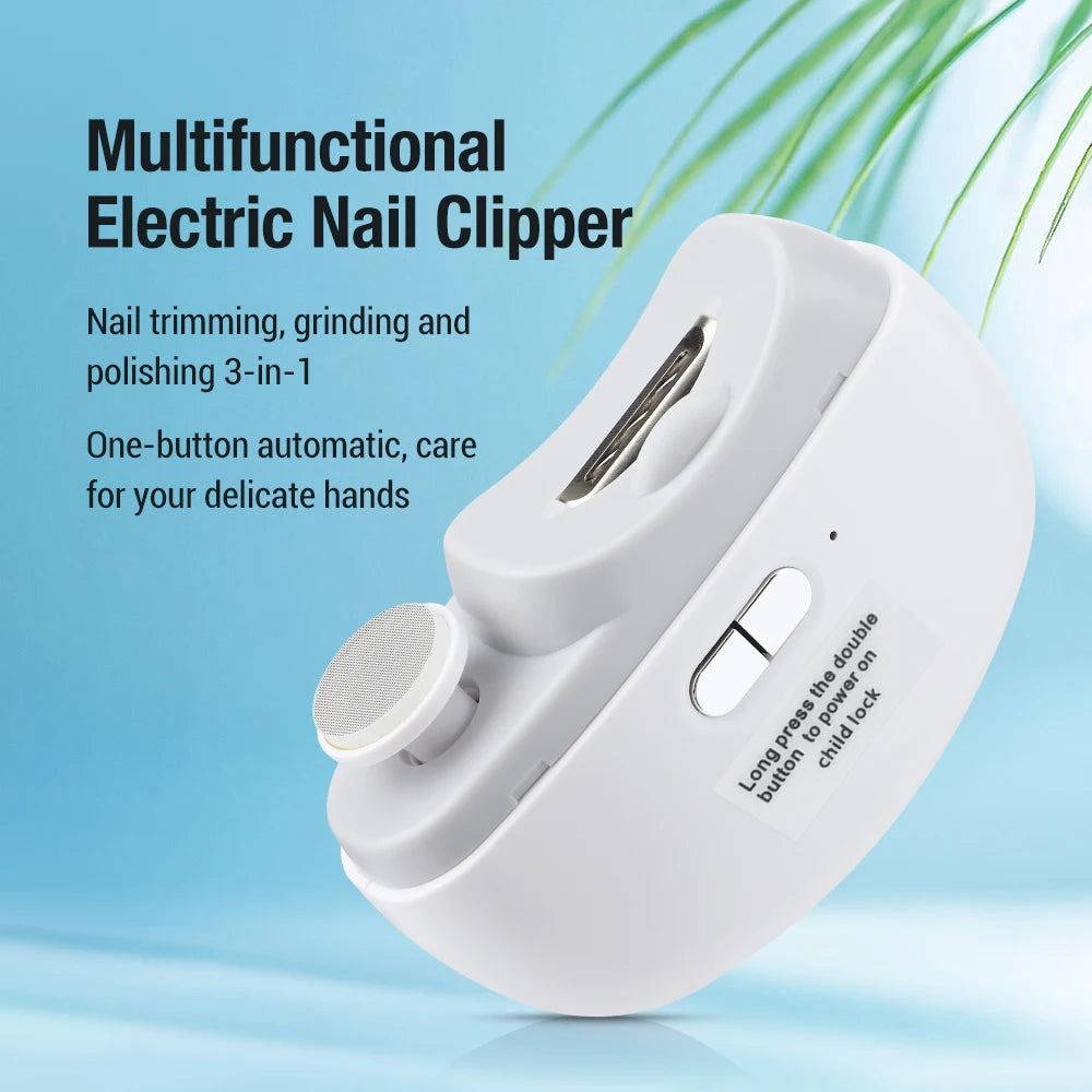Electric Nail Clipper Safety Automatic Fingernail Clipper with Light Portable Polishing Nail Trimmer for Kids Adults Elderly
