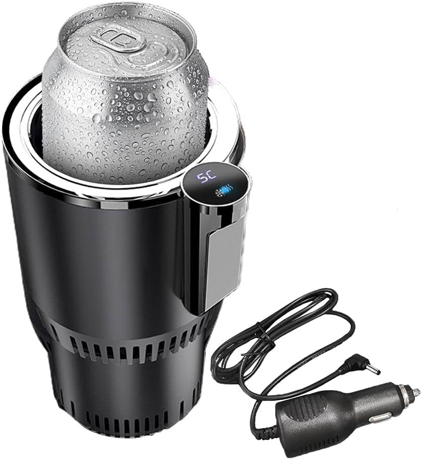 2-in-1 Car Cup Warmer & Cooler – Smart Heated & Chilled Mug Holder with LCD Display, Universal Fit for Cars – Perfect for Coffee, Water, Baby Bottles, and More (Black)