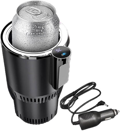 2-in-1 Car Cup Warmer & Cooler – Smart Heated & Chilled Mug Holder with LCD Display, Universal Fit for Cars – Perfect for Coffee, Water, Baby Bottles, and More (Black)