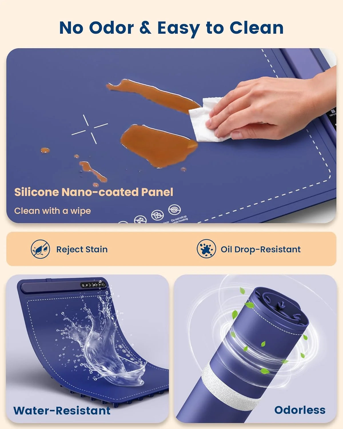 Foldable Electric Food Warming Mat – Fast Heat, 4 Temp Levels, Roll-Up Design for Home, Parties & Travel