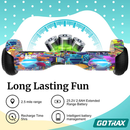 GOTRAX Edge 6.5" Hoverboard – Self-Balancing Electric Scooter for Kids & Adults with LED Lights, UL2272 Certified – Max Speed 6.2mph, 3.1 Mile Range