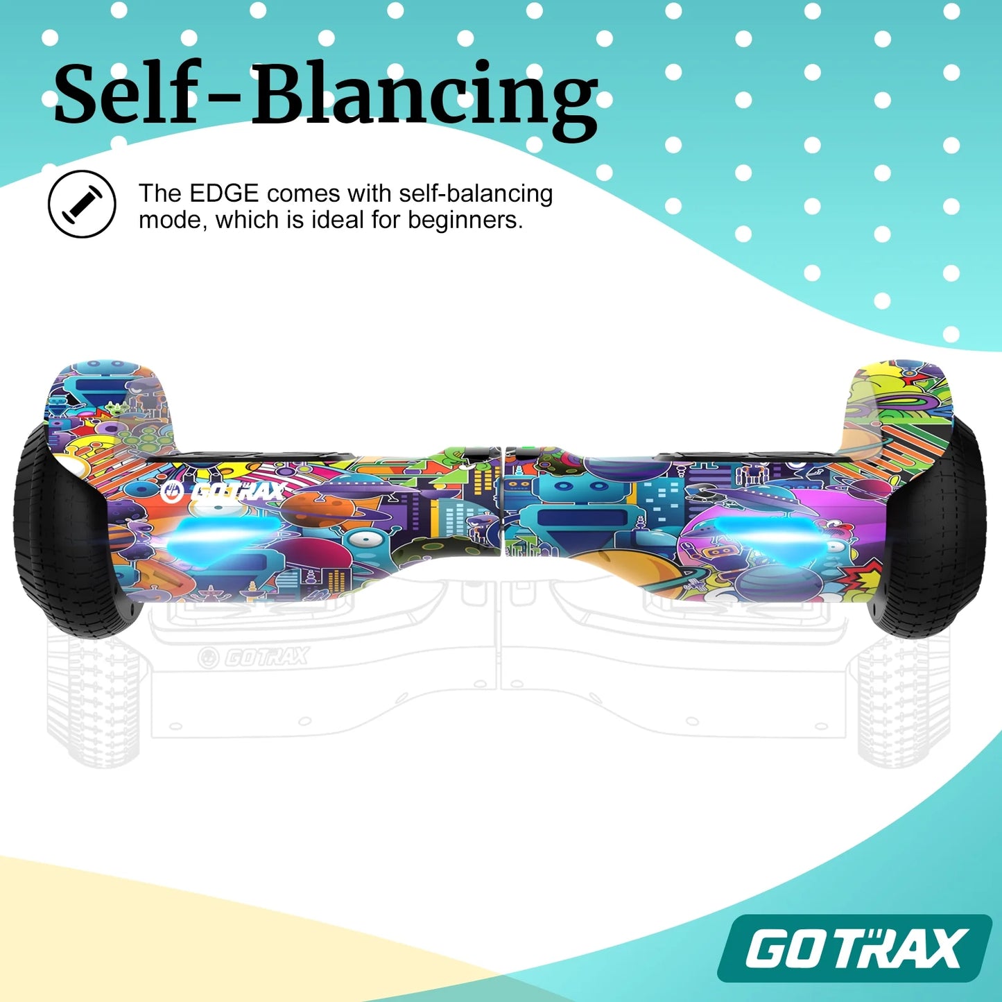 GOTRAX Edge 6.5" Hoverboard – Self-Balancing Electric Scooter for Kids & Adults with LED Lights, UL2272 Certified – Max Speed 6.2mph, 3.1 Mile Range