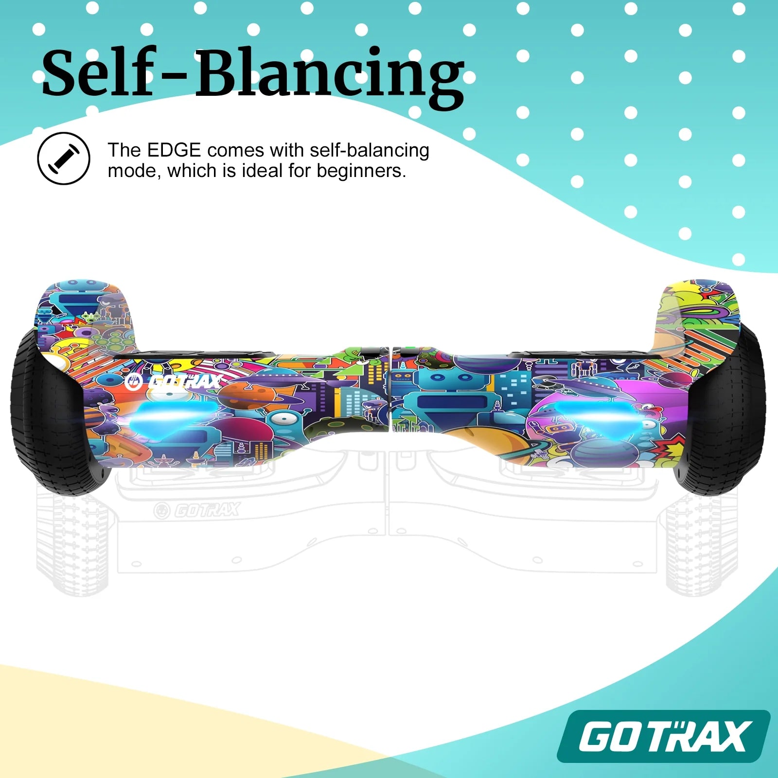 GOTRAX Edge 6.5" Hoverboard – Self-Balancing Electric Scooter for Kids & Adults with LED Lights, UL2272 Certified – Max Speed 6.2mph, 3.1 Mile Range