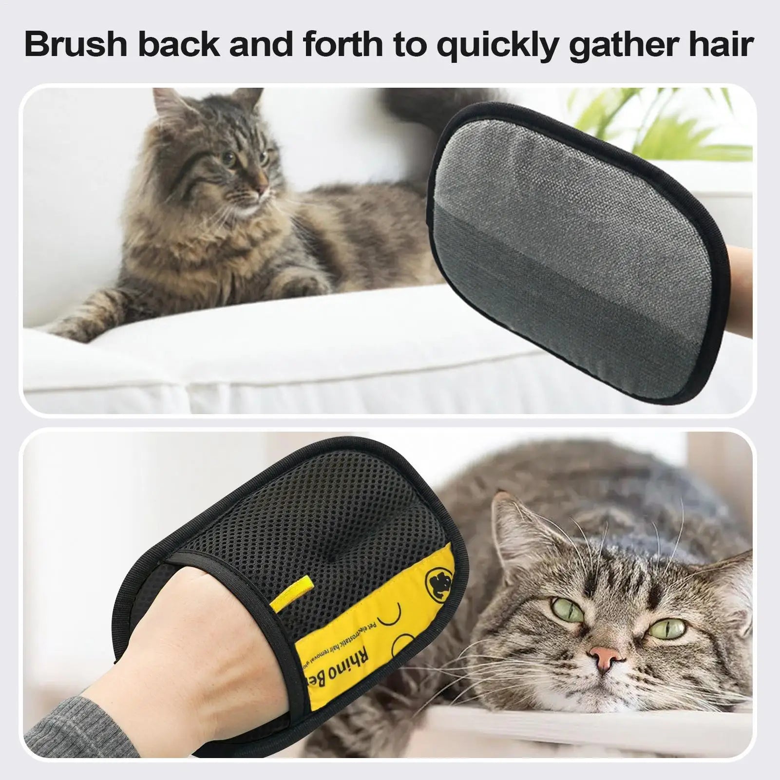 2Pcs Cat Grooming Gloves Electrostatic Pet Hair Removal Brush for Cleaning Sofa Carpet Clothes Double-Sided Pet Hair Remover