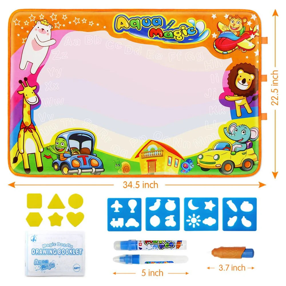 Mess-Free Aqua Magic Water Drawing Mat – Reusable Doodle & Painting Toy for Toddlers (1–6 Years) – Large, Educational & Foldable Gift for Boys & Girls
