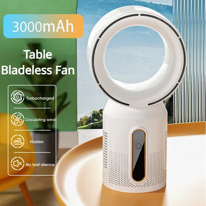Desktop Bladeless Electric Fan Table Fan 5 Speed Tower Fan for Baby Cooler Air Conditioner USB Rechargeable Cooler Fan