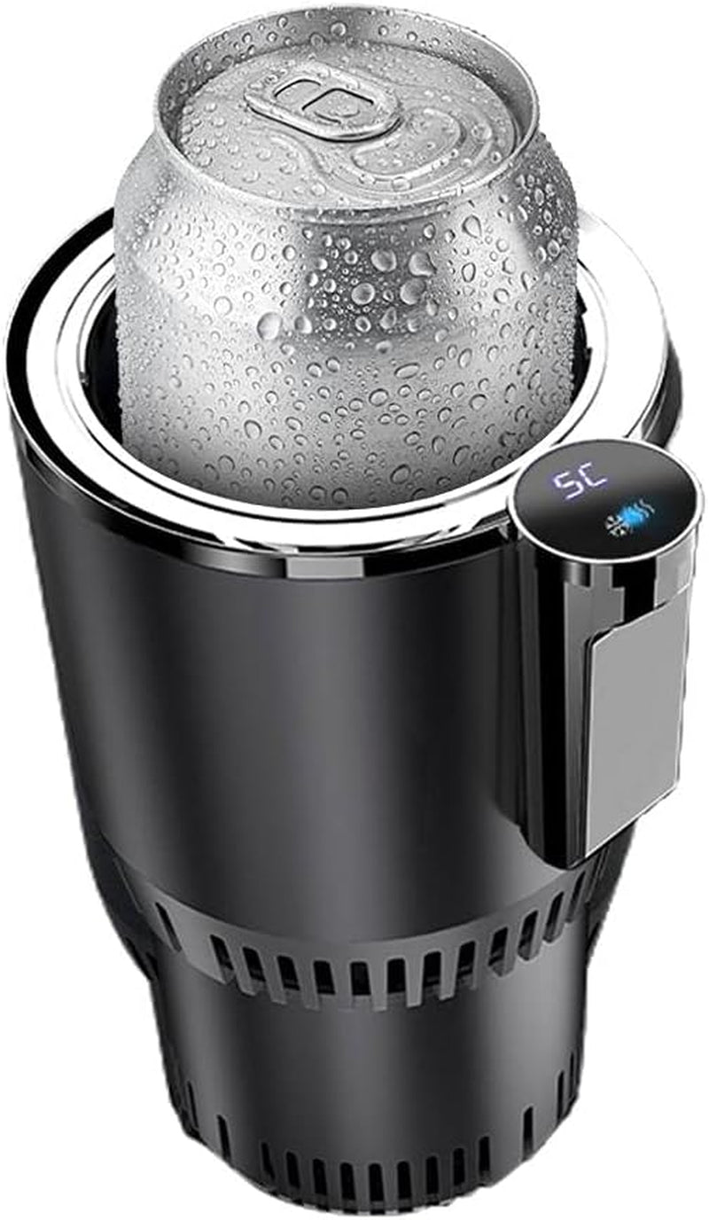 2-in-1 Car Cup Warmer & Cooler – Smart Heated & Chilled Mug Holder with LCD Display, Universal Fit for Cars – Perfect for Coffee, Water, Baby Bottles, and More (Black)