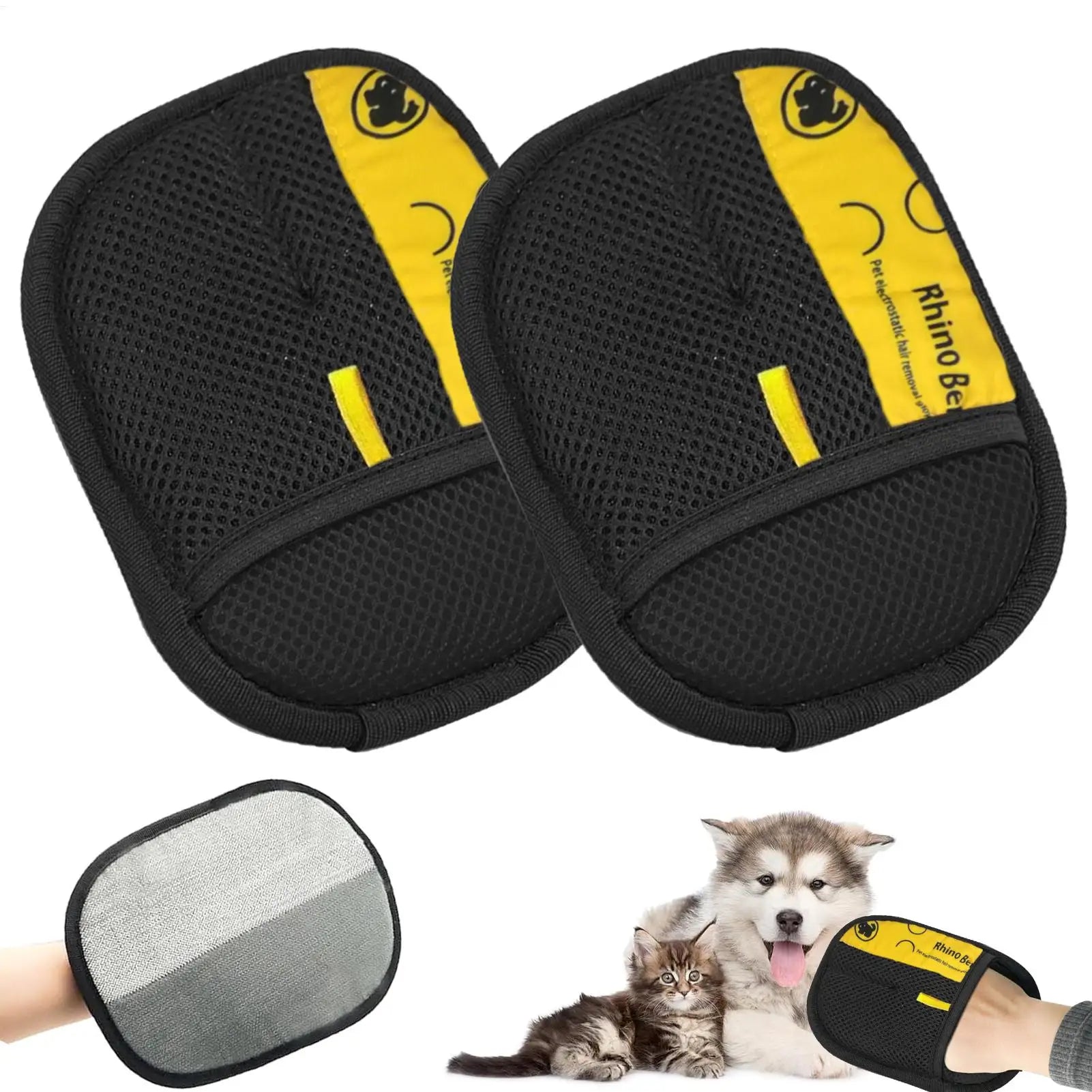 2Pcs Cat Grooming Gloves Electrostatic Pet Hair Removal Brush for Cleaning Sofa Carpet Clothes Double-Sided Pet Hair Remover