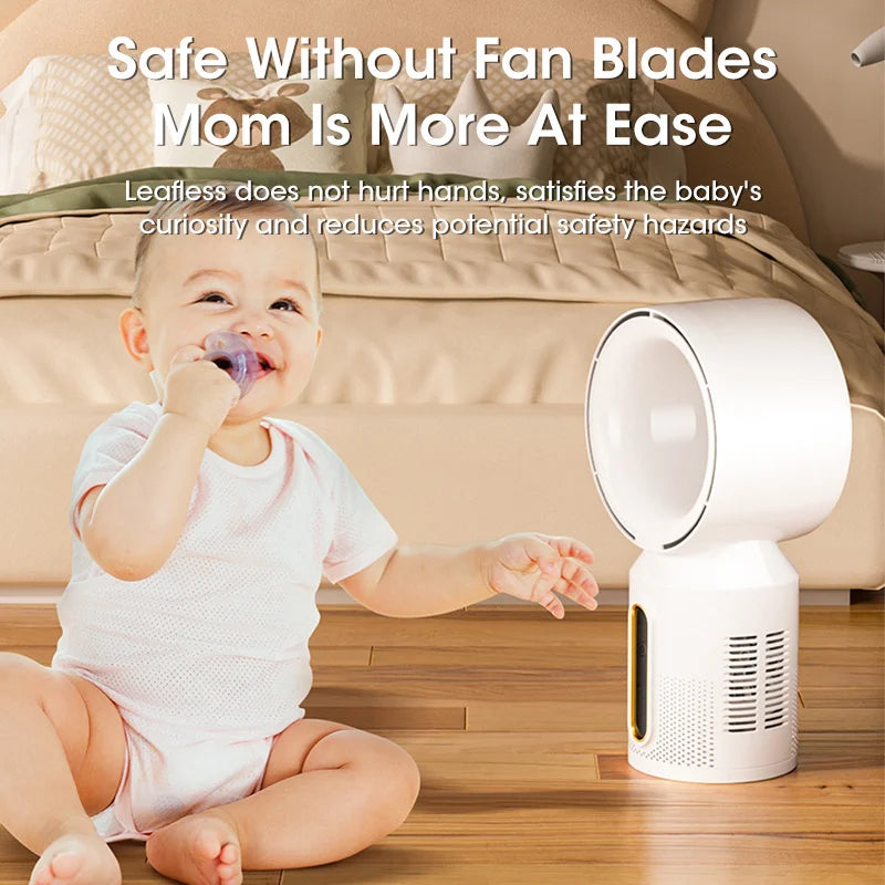Desktop Bladeless Electric Fan Table Fan 5 Speed Tower Fan for Baby Cooler Air Conditioner USB Rechargeable Cooler Fan