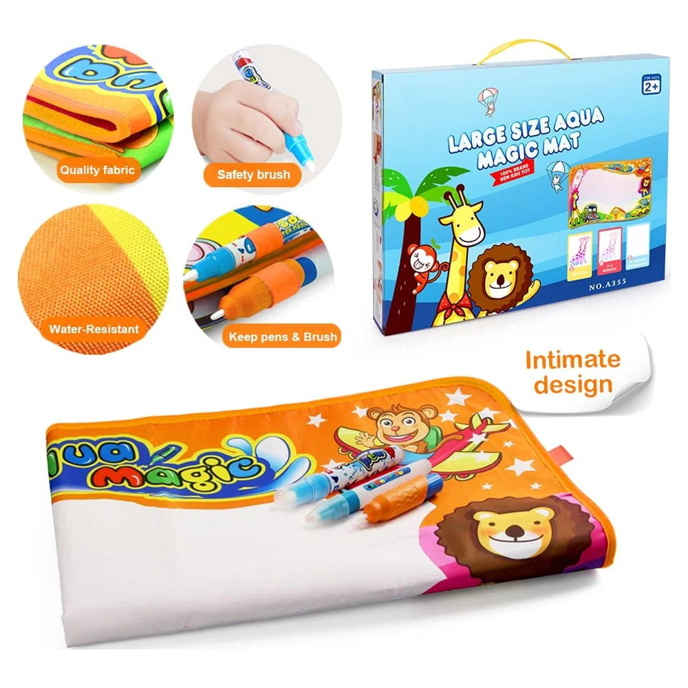 Mess-Free Aqua Magic Water Drawing Mat – Reusable Doodle & Painting Toy for Toddlers (1–6 Years) – Large, Educational & Foldable Gift for Boys & Girls