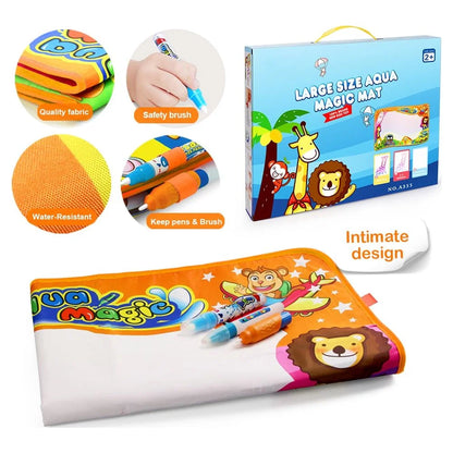 Mess-Free Aqua Magic Water Drawing Mat – Reusable Doodle & Painting Toy for Toddlers (1–6 Years) – Large, Educational & Foldable Gift for Boys & Girls