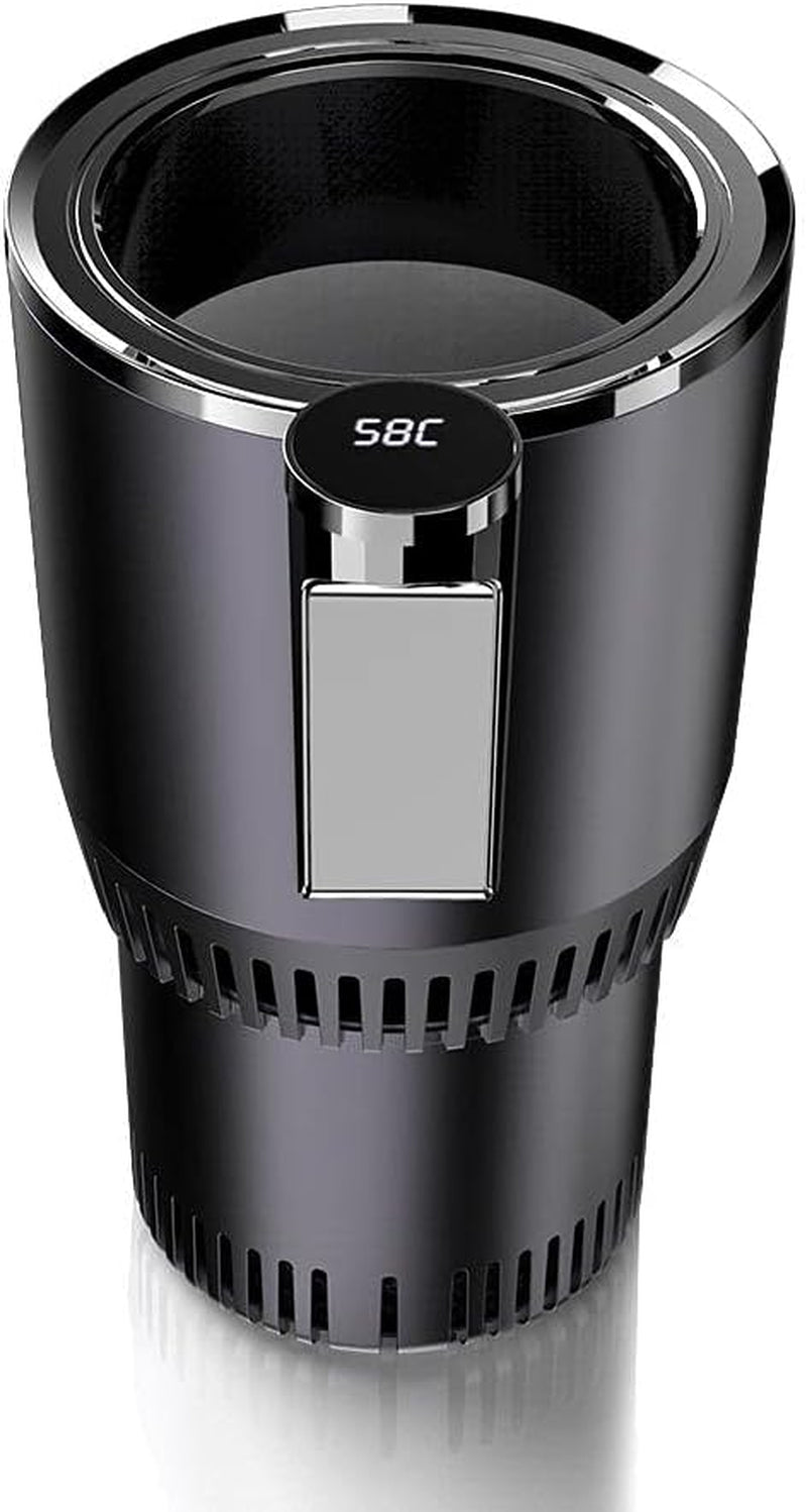 2-in-1 Car Cup Warmer & Cooler – Smart Heated & Chilled Mug Holder with LCD Display, Universal Fit for Cars – Perfect for Coffee, Water, Baby Bottles, and More (Black)