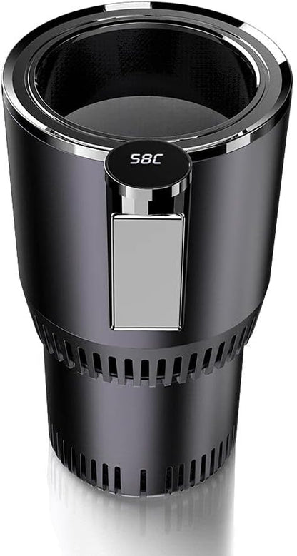 2-in-1 Car Cup Warmer & Cooler – Smart Heated & Chilled Mug Holder with LCD Display, Universal Fit for Cars – Perfect for Coffee, Water, Baby Bottles, and More (Black)