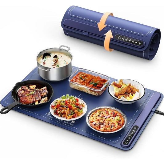Foldable Electric Food Warming Mat – Fast Heat, 4 Temp Levels, Roll-Up Design for Home, Parties & Travel