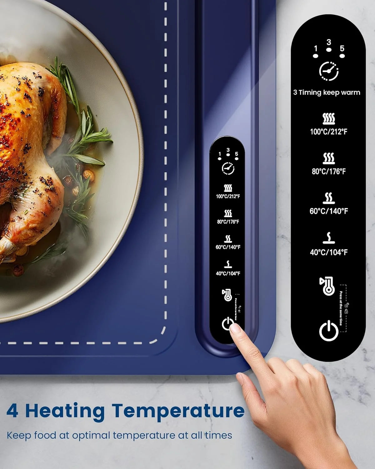 Foldable Electric Food Warming Mat – Fast Heat, 4 Temp Levels, Roll-Up Design for Home, Parties & Travel