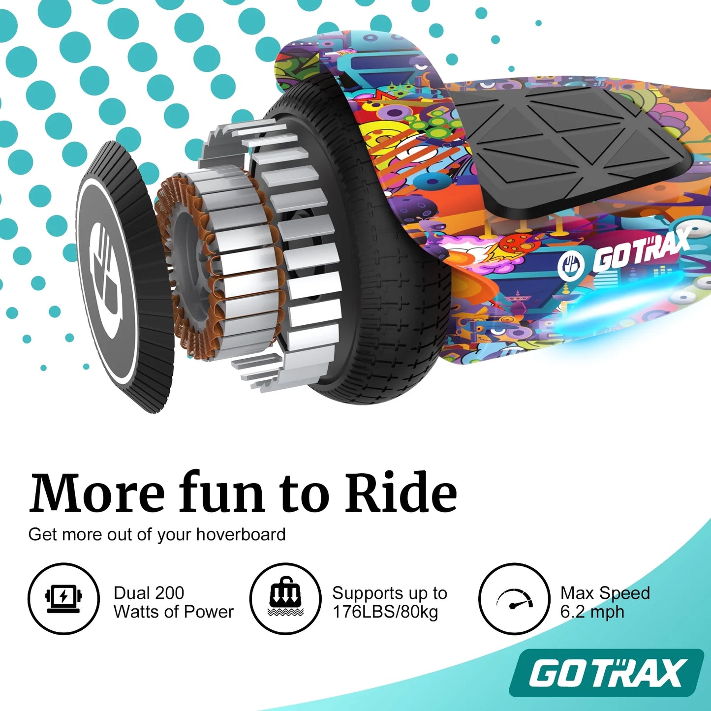 GOTRAX Edge 6.5" Hoverboard – Self-Balancing Electric Scooter for Kids & Adults with LED Lights, UL2272 Certified – Max Speed 6.2mph, 3.1 Mile Range